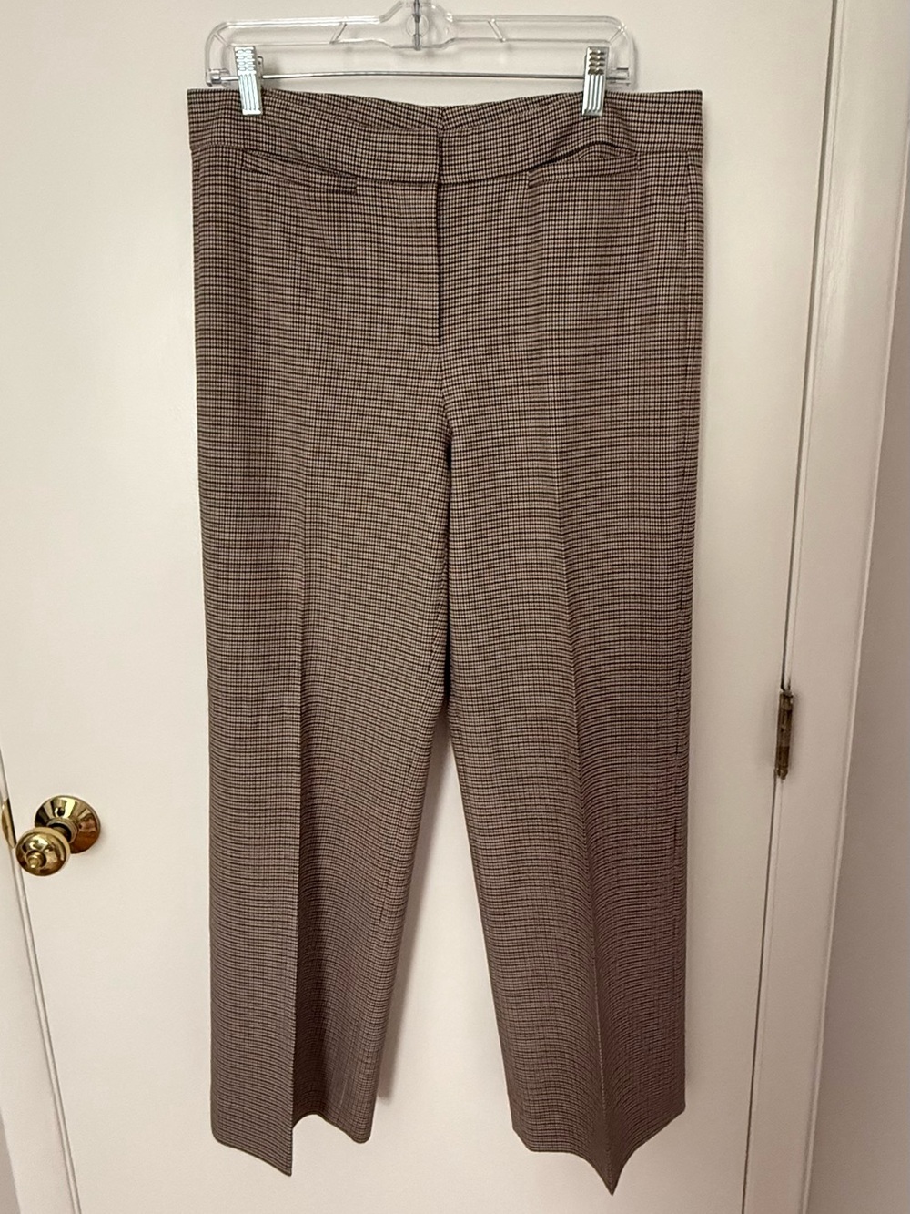 Nordstrom Signature Houndstooth Wool Blend Tailored Trouser Brown Black Cream